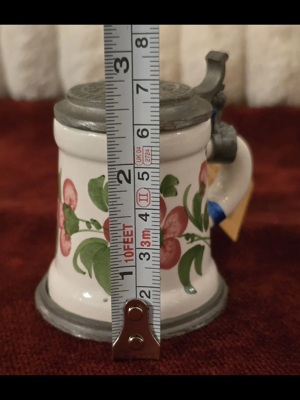 Vintage CER PEL Italian Mini Beer Stein Lidded Shot Glass Hand Painted 2.5”